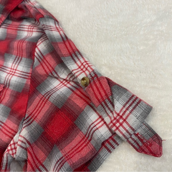 Tattoo Women's Red White Plaid Button Up Short Sleeve Size XL - Picture 4 of 12